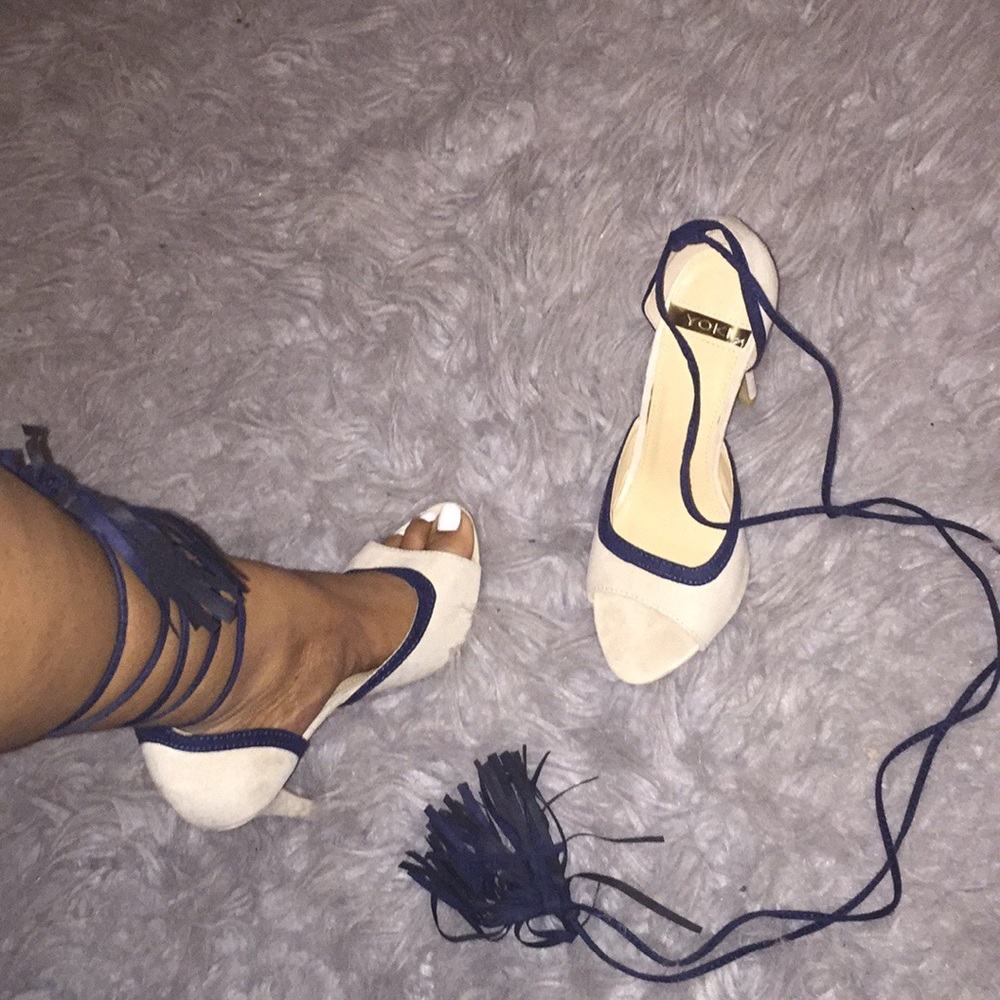 Yoki Open Toed Lace Up Heels